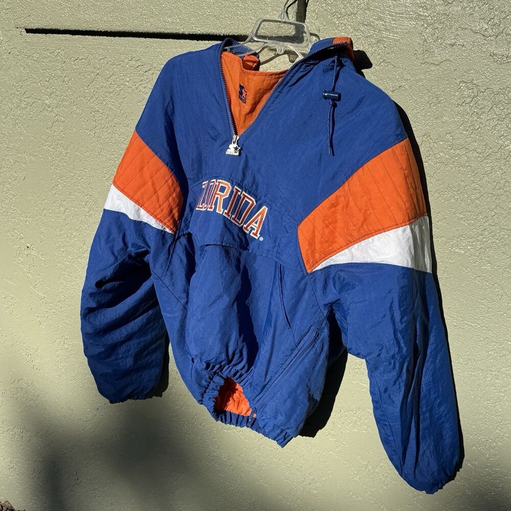 Vintage Florida Gators Starter Puffer Jacket Coat Size L Large Hooded Pullover